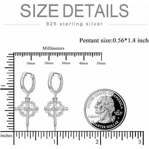 925 Sterling Sølv Ankh Hoop & CZ Øreringe 2