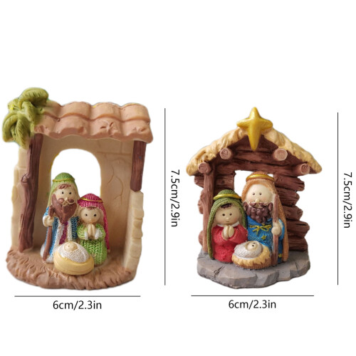 Julekrybbe i resin 6x7,5 cm (2-pak) 2