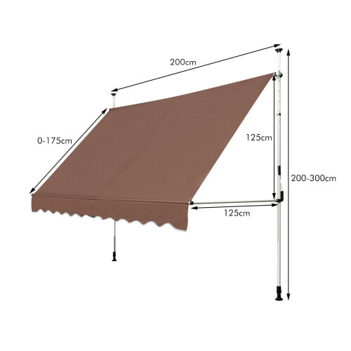 Store banne rétractable 200 cm, sans perçage, résistant aux UV, réglable 1