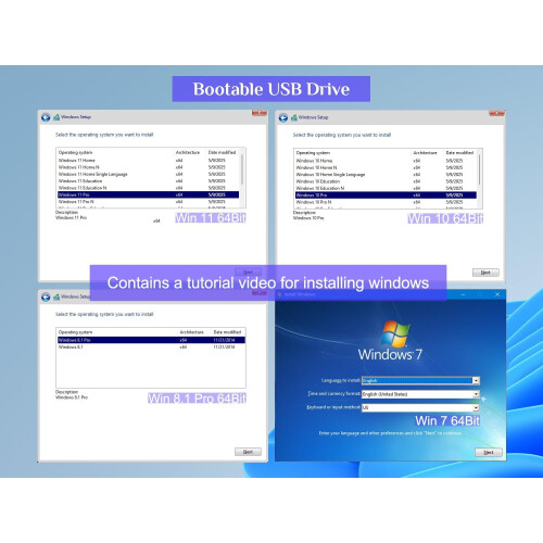 64 GB startbar USB 3.2 för Windows 11/10/8.1/7 installation 1