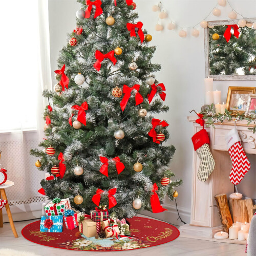 Roter Plüsch-Weihnachtsbaumrock, 90 cm 2