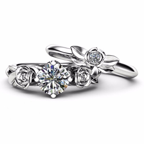 Roségoldplattiertes Partnerring-Set 1