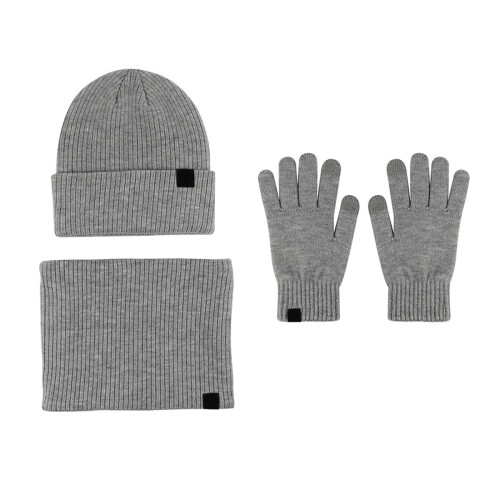 Damen-Strickmütze, Schal und Fäustlinge aus Wolle (Set) 1