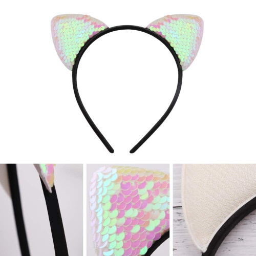 Glitter katteørepandebånd – Vendbar paillet, 20 stk. 1