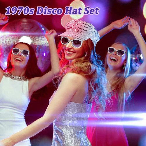 70'er Disco Hat Sæt med Solbriller og Øreringe 1