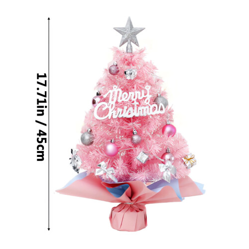 Mini Pink Artificial Christmas Tree with Ornaments 1