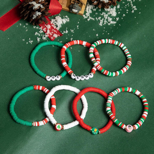 6 jularmband 'Joy' & 'Merry' godisfärgade för 2