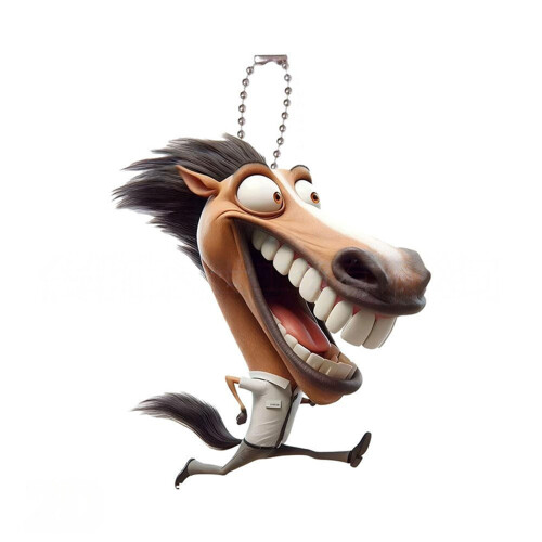 Unique Large Mouth Horse 2D Acrylic Cartoon Pattern Auto-B