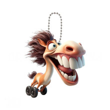 Unieke Grote Mond Paard 2D Acryl Cartoon Patroon Auto Chain-A