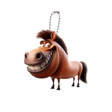 Cute Cartoon Design Large Mouth Horse Keychain & Rearview-G