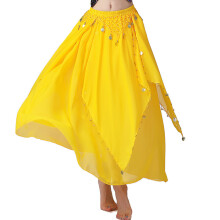 Expert Belly Dance Outfit Skirt Breathable Fabric-Yellow