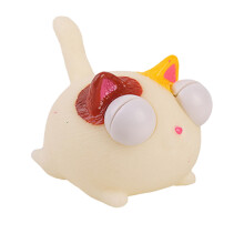 Lovely Popping Eye Cats Squeeze Toy Soft Elastic-White