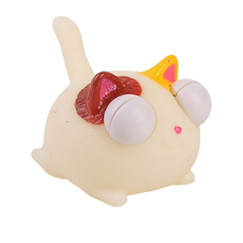 Lovely Popping Eye Cats Squeeze Toy Soft Elastic-White