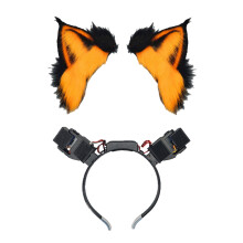 Meisjes geanimeerde harige wolf oor harige kitten-Zwart o