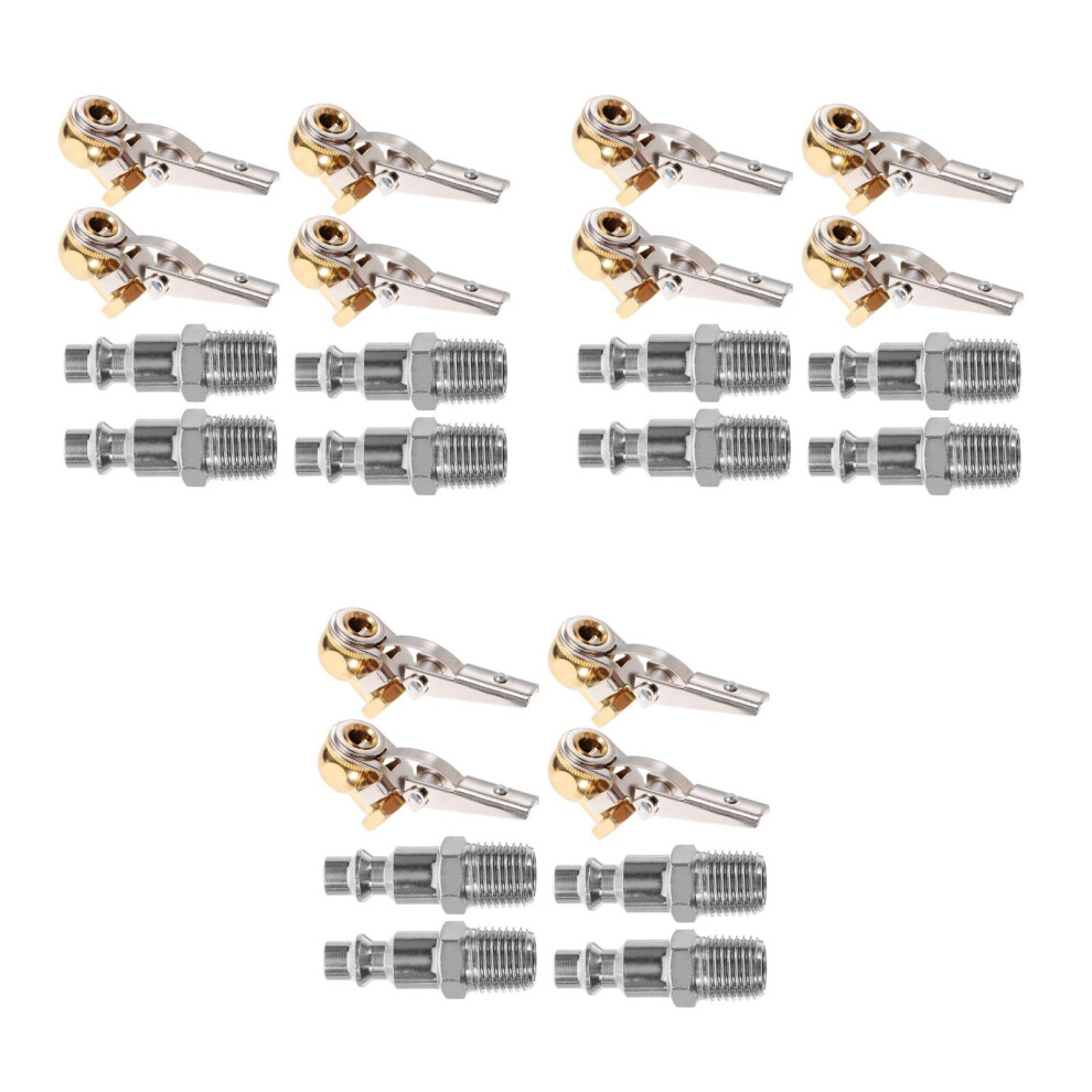 6Sets Durable Brass Aluminum Tire Inflator Chuck Quick Connect Clip On 3753571893096