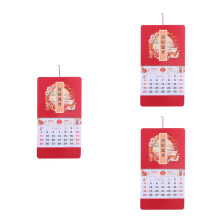3Pcs Red Year of Horse Wall Calendar 2026 Chinese Lunar Hanging Office