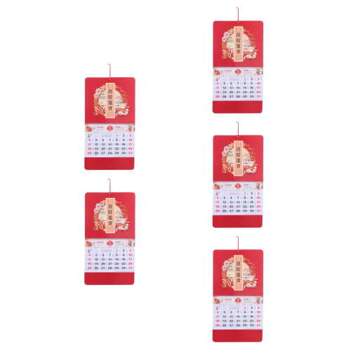 5Pcs 2026 Year Wall Calendars Chinese Lunar Hanging Scrolls