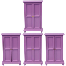4Pcs Miniature Doll Furniture Purple Closet Model for Mini House Decor