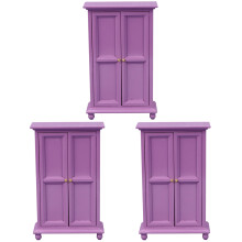 3Pcs Purple Doll Closet Toy Miniature Furniture for Dollhouse