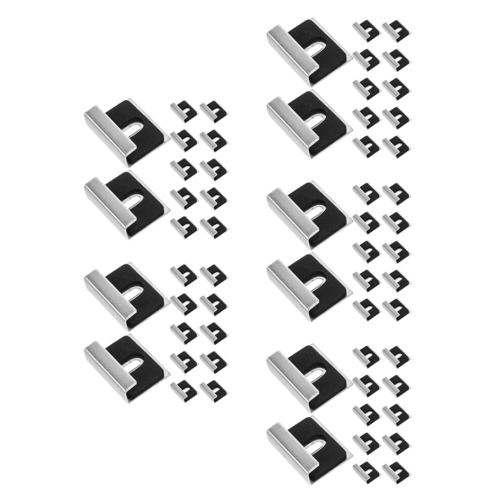 60Pcs Mirror Hanging Clips Silver 304 Stainless Steel Glass Fixing Kit 3753609215197
