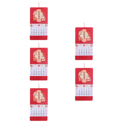 5Pcs 2026 Year Wall Calendars Chinese Lunar Hanging Scrolls 2