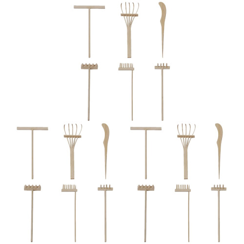3Sets Assorted Color Bamboo Rakes Small Zen Garden Tools for Sand Art