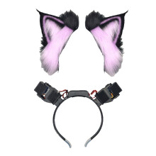 Meisjes geanimeerde harige wolf oor harige kitten-Zwart en p