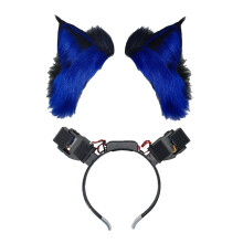 Meisjes geanimeerde harige wolf oor harige kitten-Zwart en blauw