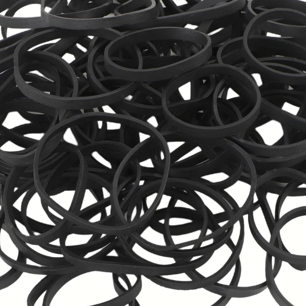 Unisex Black 100Pcs Wide Thick Rubber Bands