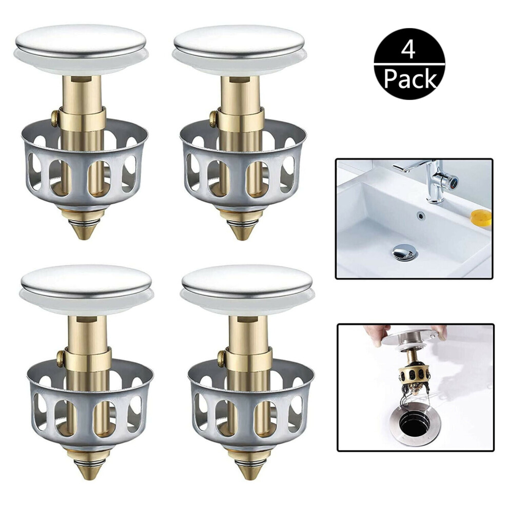 Sink Strainer Drain Stopper Pop-Up With Basket 4-Pack 959110300237