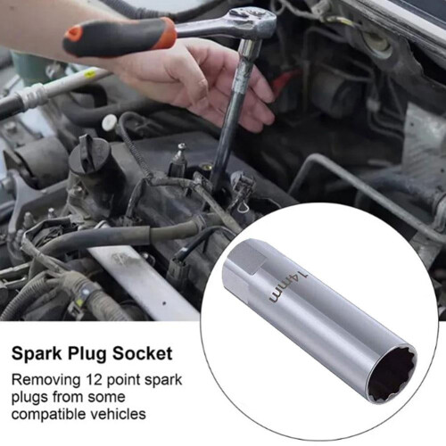 Spark Plug Socket Wrench 14mm 12-Point Thin Wall 3/8" Drive 1