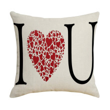 Valentijnskussensloop met hartmotief, 45x45 cm, IU Design