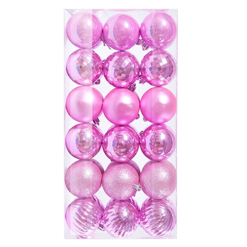 36pcs White & Red Plastic Christmas Baubles 3cm