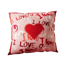 Valentijnskussenhoes met liefdes- en hartmotief, 18x18 inch