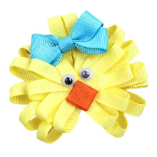 Pinza para el cabello con diseño de pollito de Pascua – Diseño de cinta 3D con lazo, azul
