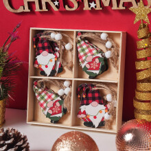 12-teiliges Set hölzerner Weihnachtsanhänger