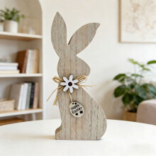 Easter Bunny Decor Wooden Farmhouse Style 7.8 Inch