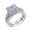 Sterling Silver Women's Wedding Ring Set Princess Cut CZ 1