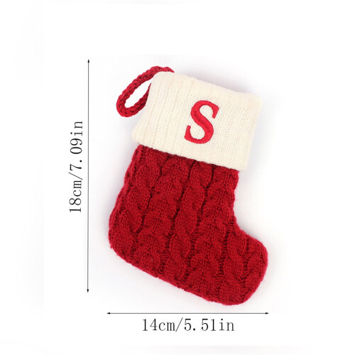 7" rot-weißer Monogramm-Strick-Weihnachtsstrumpf 1