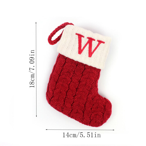 7" rot-weißer Monogramm-Strick-Weihnachtsstrumpf 1