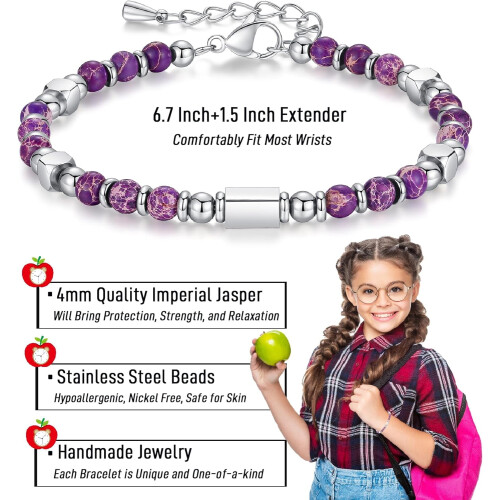 Βραχιόλι Rose Quartz για κορίτσια – Ρυθμιζόμενη φυσική πέτρα 2