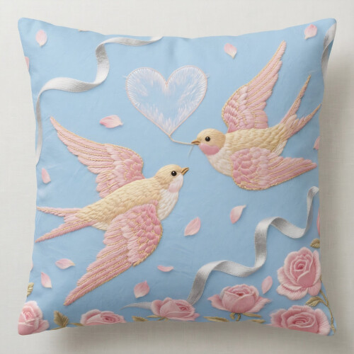 Funda de almohada bordada con forma de corazón de animal de 45x45 cm 1