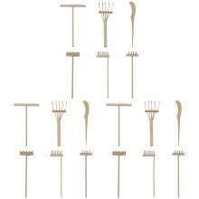 3Ensembles Râteaux Miniatures En Bambou Couleur Assortie Pour Décor