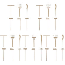 5Sets Mini Bamboeharken Voor Zentuinen Kleurmix Decoratieve Rake Tools