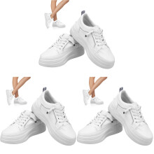 3Paren Comfortabele Witte Sneakers Dames PU Stijlvol Ontwerp