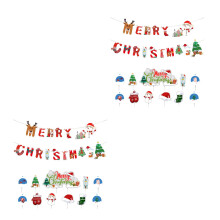 2Sets Duurzame Papieren Cake Topper Kerst Party Decoratie Vlaggen