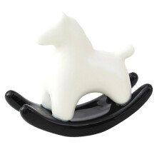 Figurine de cheval à bascule en céramique, jolie-noir et blanc