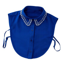 Elegant Beaded Double Row Pearls Detachable Collar For-Blue