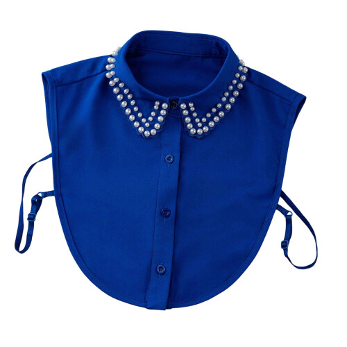Elegant Beaded Double Row Pearls Detachable Collar For-Blue
