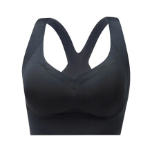 Seamlessly Gathering Top Support Crisscross Back Bra-Black XXL